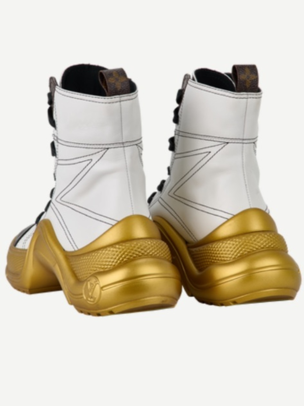 Louis Vuitton White, Black & Gold Archlight High-Top Boots - Picture 2 of 6